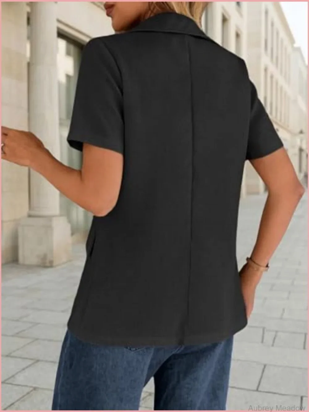 Short Sleeve Blazer Jacket - Lightweight Casual Work with Pockets